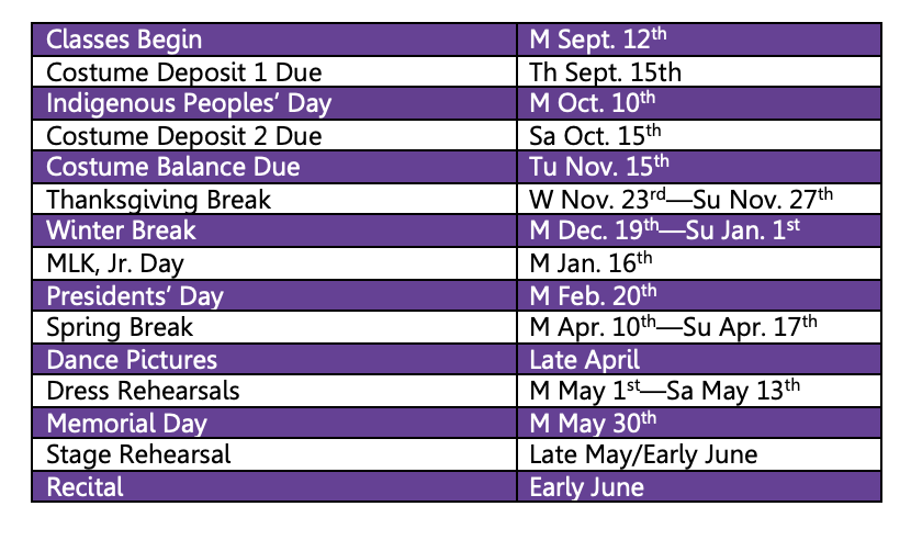 Classes & Schedule